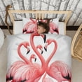 thumbnail image 3 of Flamingos with Tropical Leaves Duvet Cover and Pillowcase Set for Single Bedding, Bedroom Accessories for Kids Teens, 3 of 5