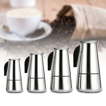 HURRISE 100ml/200ml/300ml/450ml Stainless Steel Moka Pot Espresso Coffee Maker Stove Home Office (Best Stainless Steel Moka Pot)