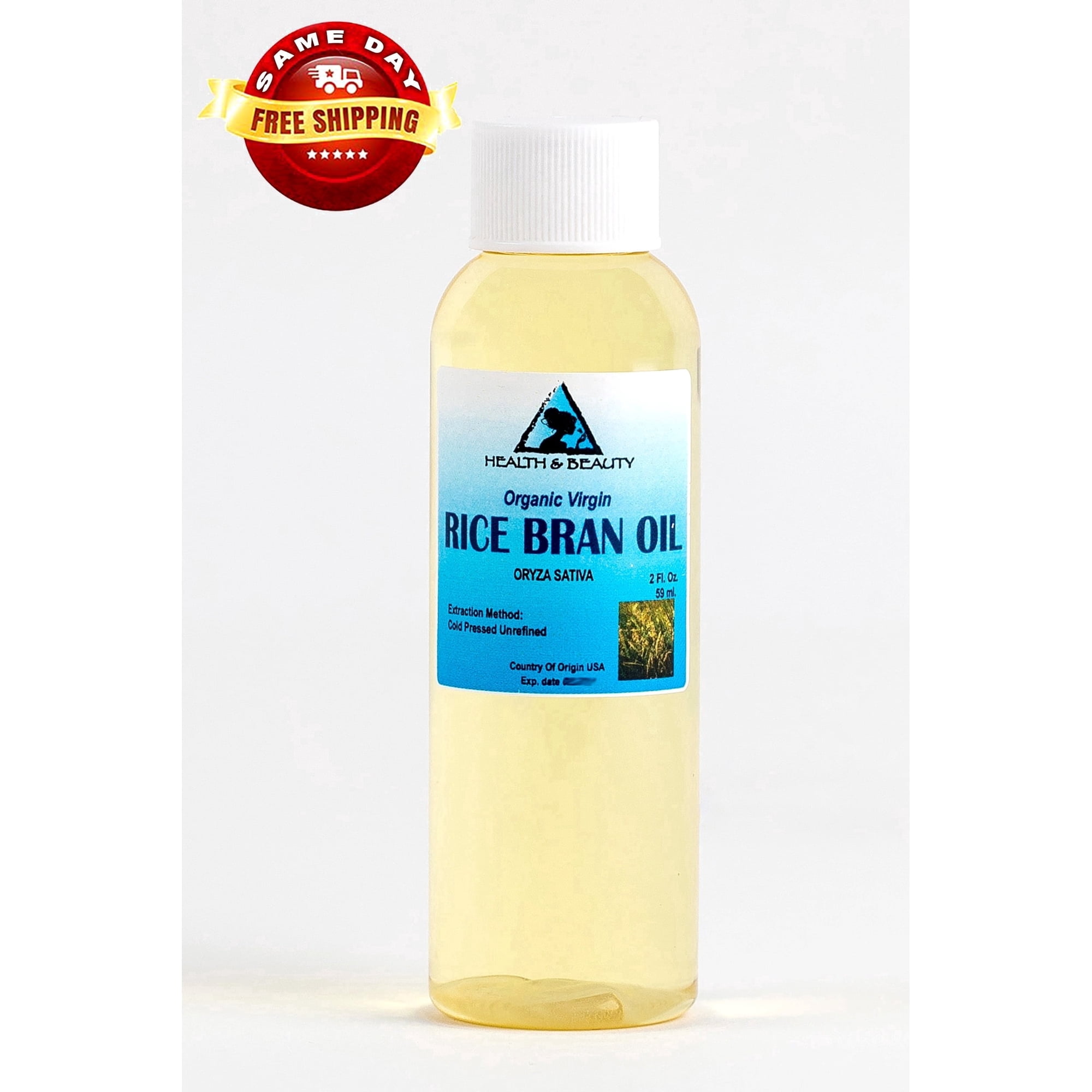 Rice Bran Oil RBDW Organic Carrier Refined Cold Pressed Raw Pure H&B Oils Center Co. 2 oz