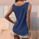 thumbnail image 4 of Camiseta Sin Mangas con Botones Delanteros para Mujer, Verano 2025, Informal, Holgada, con Cuello Redondo, Sin Mangas, Azul Oscuro, L, 4 of 6