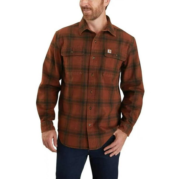 Carhartt Long Sleeve Flannel Check Shirt, Men's XXL cotton blue type Vintage Second Hand