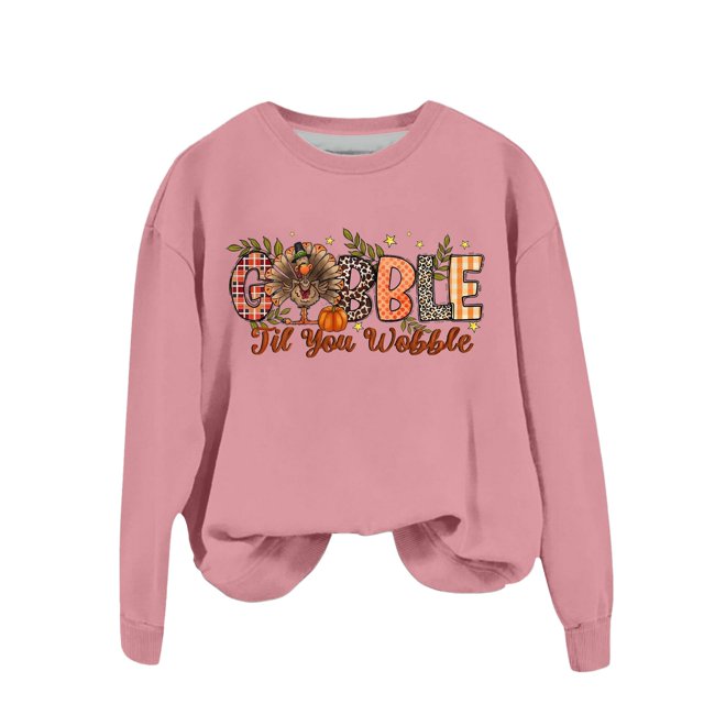 WEAIXIMIUNG Sweat-Shirt Blanc pour Femmes Mignon Dinde Imprimé Action de Grâce Col Rond Sweat-Shirt Ajusté Pull Décontracté Manches Longues Chemises d'Entraînement Amples Blouse Décontractée Manches Longues