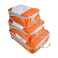 thumbnail image 1 of 3 cubos de compresión para maletas, bolsas organizadoras impermeables para maletas, organizador de equipaje para el almacenamiento diario. Naranja con malla, 1 of 8