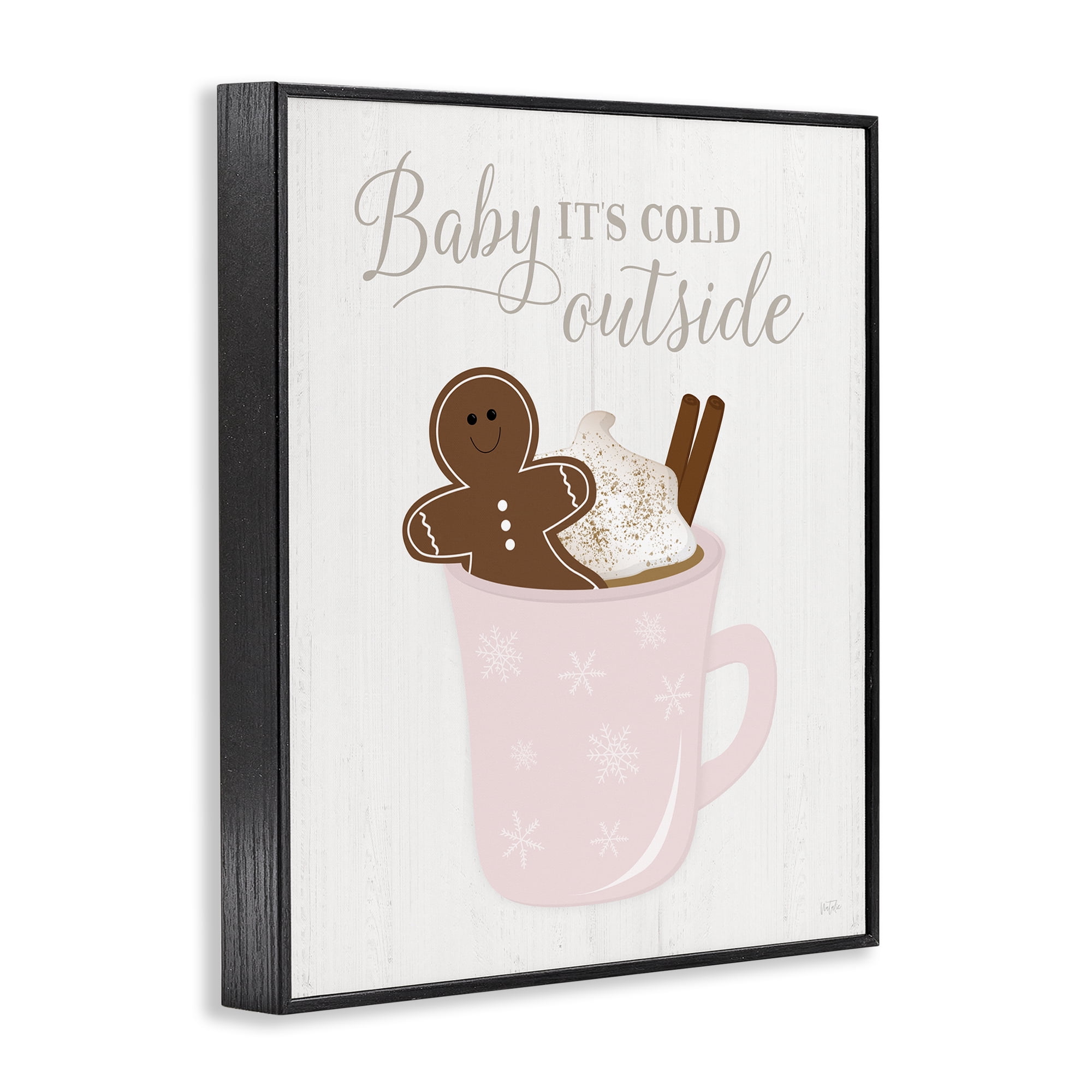 Stupell Industries Cold Outside Cocoa Holiday Painting Black Framed Art Prints Wall Art, 11 x 14