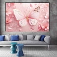 thumbnail image 2 of Mudket Cherry Blossom Pink Butterfly with Gold Foil Canvas Wall Art, Floral Wall Decor, Framed Ready to Hang Artwork for Living Room Bedroom - 12"L x 8"W, 2 of 10