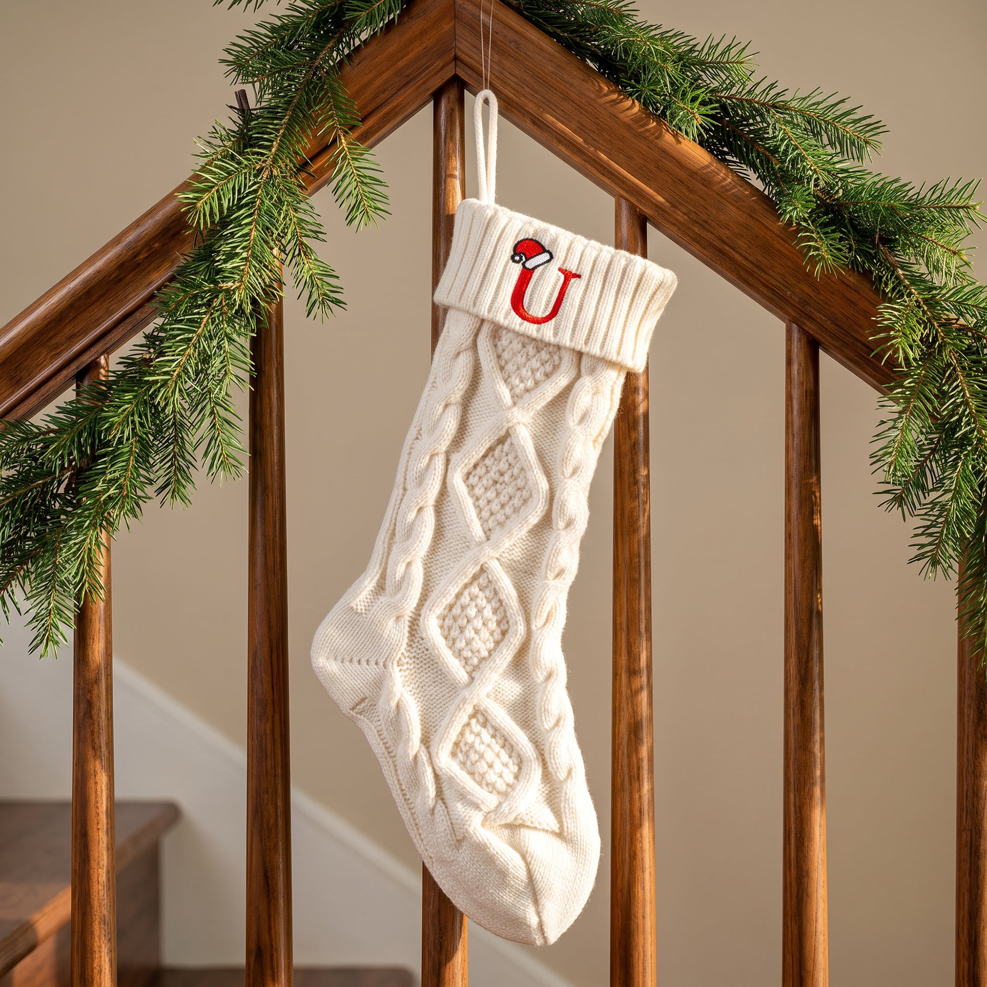 Unique Bargains Canine Bone Christmas Stocking Luxury Puppy Holiday Keepsake Sack Letter U 17"