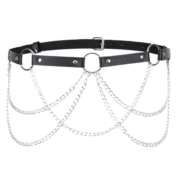 HonorHut Gothic Punk Pants Chain Fashion Waist Chains with Detachable Link Multilayer Chain Punk Belts for Women Adjustable Metal Accessories Black