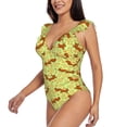 thumbnail image 3 of Yiaed Floral Squirrel Print Women's Ruffled One Piece Swimsuit V Neck Swimwear Slimming Monokini for Woman-Large, 3 of 8