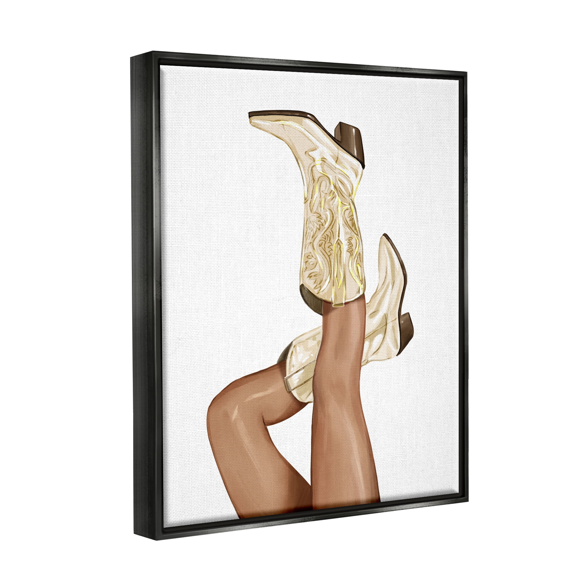 Stupell Country Cowgirl Boots Fashion Beauty & Fashion Painting Black Floater Framed Art Print Wall Art