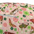 thumbnail image 3 of Nature Pouf Cover with Zipper, Butterflies Flowers Shamrocks Vibrant Botanical Inspirational Print, Soft Decorative Fabric Unstuffed Case, 30" W X 17.3" L, Lime Green Pale Pink, by Ambesonne, 3 of 5