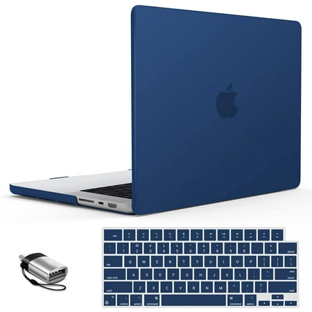 IBENZER Compatible with New MacBook Pro 16 Inch Case 2023 2022 2021 M2 A2780 M1 A2485 Pro/Max, Hard Shell Case with Keyboard Cover for Mac Pro 16 with Touch ID, Navy Blue, W-T16XNVBL+1TC
