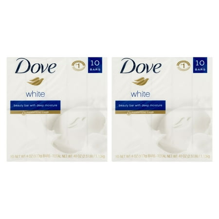 Dove White Beauty Bar, More Moisturizing than Bar Soap, 4 oz, 20 Bar