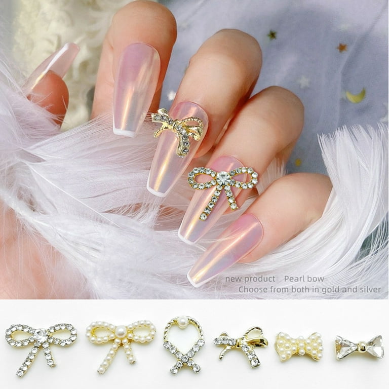 Nail Art Pearls for Nails Decorations Flatback Pearls gems Gold Silver  White Pearl Nail Charms Half