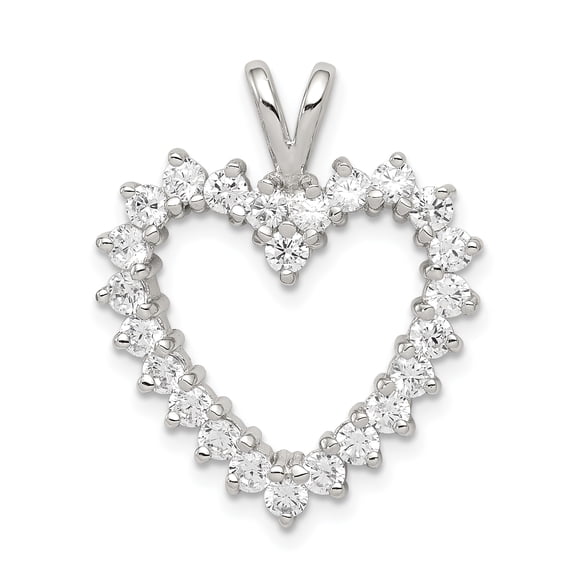 FJC Finejewelers Sterling Silver Cubic Zirconia Heart Pendant Necklace - Chain Included