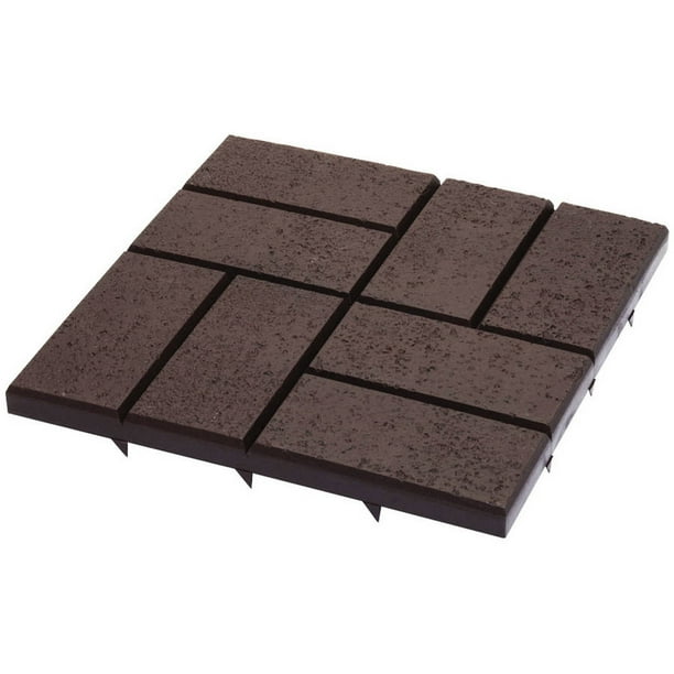 Emsco Group 2158HD 16" x 16" Brick Patio Pavers, 12 Pieces, Brown