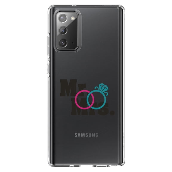DistinctInk Clear Shockproof Hybrid Case for Galaxy Note 20 ULTRA (6.9" Screen) - TPU Bumper Acrylic Back Tempered Glass Screen Protector - Mr. & Mrs. Wedding Rings