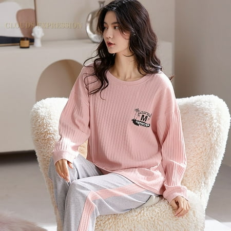 

QWZNDZGR Spring Autumn Women s Sleep Lounge Pajama Long Sleeved Woman Pajama Set Cartoon Pyjamas Cotton Sleepwear M L XL XXL XXXL Fashion