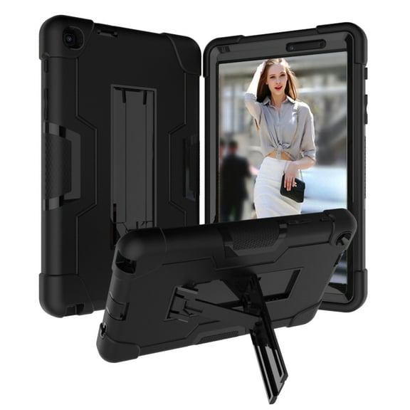 Case for Galaxy Tab A 8.0" 2019 SM-P200/P205, Kickstand Shockproof Kids Proof Case Heavy Duty High Impact Resistant Hybrid Three Layer Rugged Defender Full Body Protection Case, Black