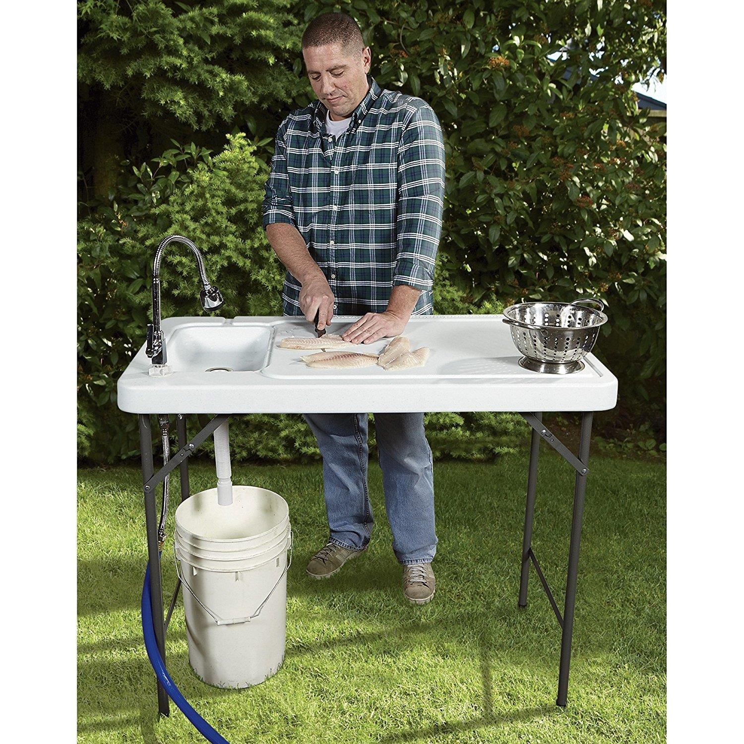 Portable Folding Fillet Table With Sink Faucet Hunt Fish Cutting Cleaning Campin 