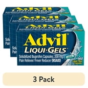 (3 pack) Advil Liqui-Gels Pain Relievers for Headache Relief, Fever Reducer Liquid Filled Capsules, 200 Mg Ibuprofen, 160 Count