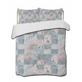 thumbnail image 2 of Quilts Twin Size, Blue Pink Botanical Soft Comforter Bedding Set for Bed, Spring Floral Vintage Lightweight Quilted Bedspread with Pillow Cover(2 Pieces) for All Season, 68x86 Inch, 2 of 6