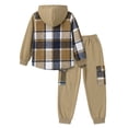thumbnail image 3 of PureChapter Boys Clothing Sets Plaid Color Block Hooded Button Jacket & Jogger Pants 2-Piece Casual Outfits for Kids 7-15 Years, 3 of 7