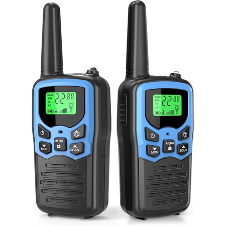 Walkie Talkies, Long Range Walkie Talkies for Adults Two-Way Radios with 22 Channels FRS VOX Scan LCD Display with LED Flashlight for Field, Survival Biking Hiking Camping 2 Pack (Blue)