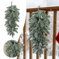 thumbnail image 2 of 26 Inch Artificial Christmas Snow Teardrop Swag, Snow Flocked Norfolk Pine Wreath for Xmas Door, Mantle and Fireplace Decor, Real Touch Indoor Outdoor Hanging, 2 of 6