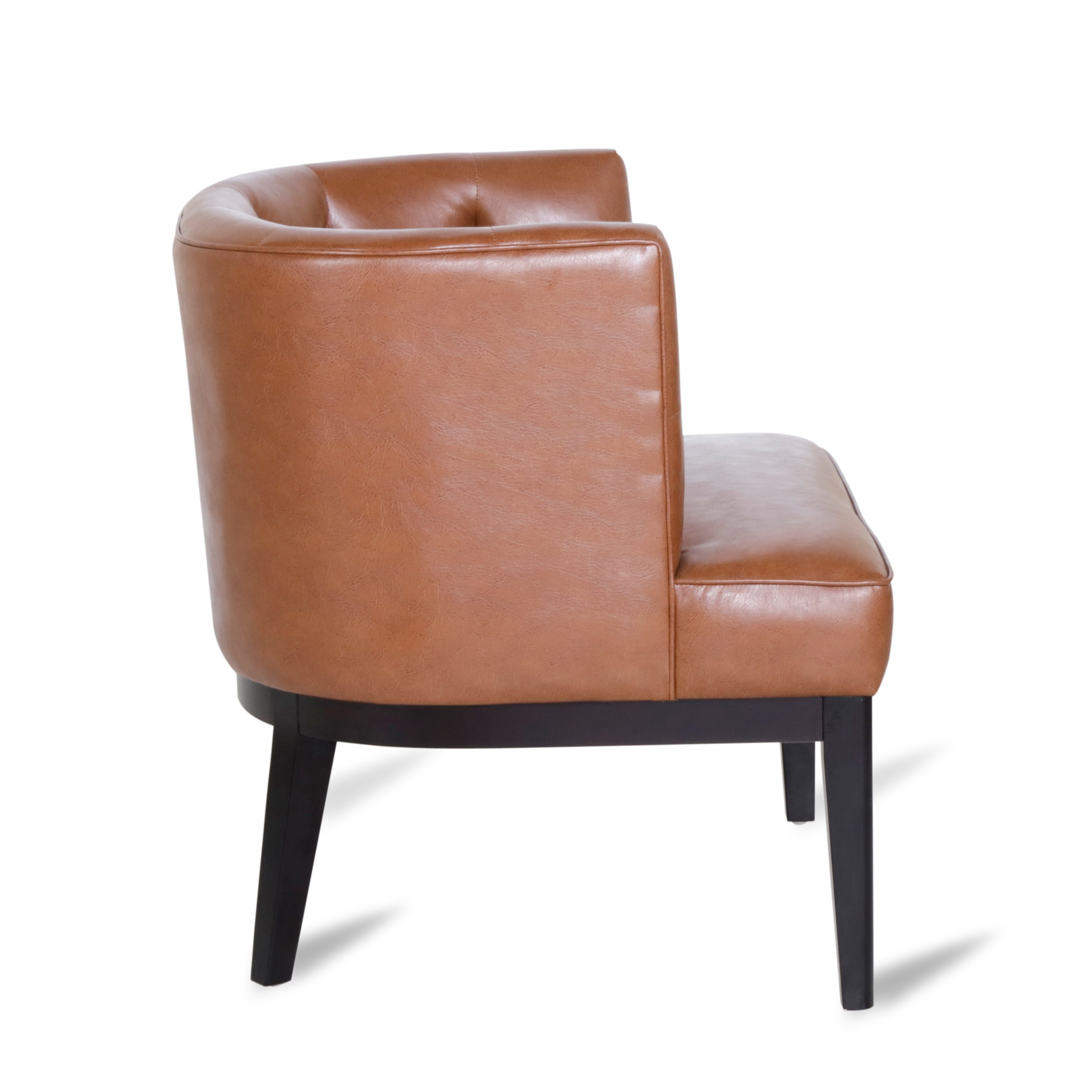 Noble House Suncook Faux Leather Tufted Club Chair, Cognac Brown and Dark Brown
