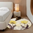 thumbnail image 3 of Yellow Flower Round Rug 4ft Washable Circle Entryway Rugs Non Slip Farmhosue Country Vintage Butterfly Floral Area Rug Indoor Floor Carpet for Bedroom Kitchen Living Room Home Office Dining Room, 3 of 7