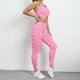 thumbnail image 3 of Traje de Yoga para mujer, traje deportivo ajustado con estampado de leopardo rosa de dos piezas, traje deportivo de cintura alta, tops y pantalones, 3 of 5