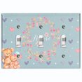 thumbnail image 1 of Metal Light Switch Wall Plate Outlet Cover (2 Teddy Bears With Love Heart Flower Balloon Flower Wreath - Triple Toggle), 1 of 2