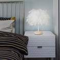 thumbnail image 3 of TISHITA Modern Feather Table Lamp Desk Light Romantic for Wedding Dorm Study Room White, 3 of 5