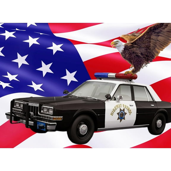 Paint by Numbers Kit for Adults -Police Car Flag - on Canvas with Brushes Acrylic Pigment DIY Oil Painting for Home Wall Decor (40x50cm/16x20 inch)-