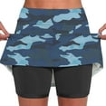thumbnail image 2 of Jacenvly New Skirt with Shorts Women Leisure Women's Summer Camouflage Print Pleated Tennis Skirts Athletic Stretchy Yoga Fake Two Piece Shorts Skirt Breathable Blue, 2 of 8
