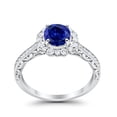 thumbnail image 4 of Filigree Oval Bridal Ring Blue Sapphire CZ 925 Sterling Silver Size 9, 4 of 5