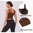 thumbnail image 6 of Pinspark Longline Sports Bras for Women Workout Tanks Soft Square Neck Padded Crop Top Yoga Tank Tops Built in Bra, 6 of 6