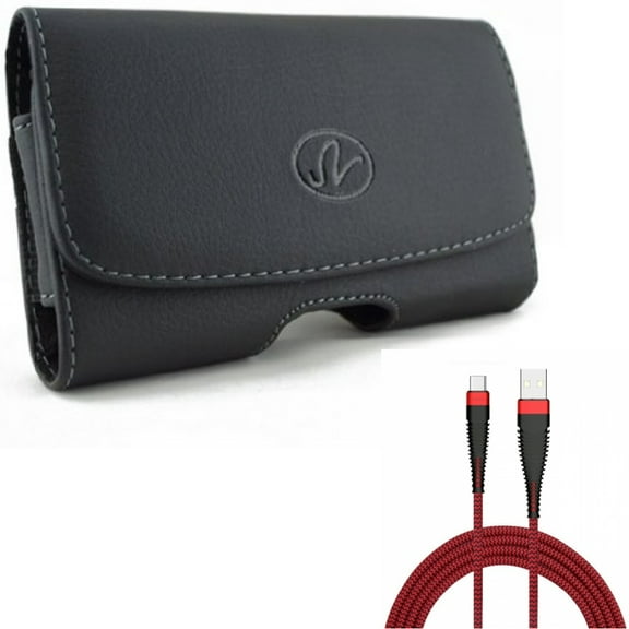 Leather Case Belt Clip w Type-C 10ft USB Cable for Samsung Galaxy A53 5G,A33 5G Phones - Swivel Holster Loops Cover, Charger Cord Power Wire USB-C