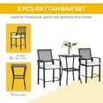 thumbnail image 4 of Outsunny 3 Pieces Outdoor Wicker Bar Set, Classic Bistro Bar Set Garden Rattan Style Patio Bar Table & High Chairs w/ Cushions Home Bar Furniture, Cream White, 4 of 10