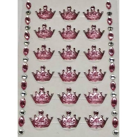 Clown Sticker - Pink Crown Princess Sticker Charms 3D Baby Shower or Birthday Self Adhesive Stickers Party Motives Favor Decorations