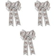 thumbnail image 1 of 3 Pcs Christmas Bow Decorations, Large Grey Bows with Tree Deer Pattern, Christmas Wreath Bow, Xmas Tree Topper Bows DIY Crafts Indoor Outdoor Decor, Grey, 1 of 7