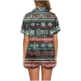 thumbnail image 4 of Puntoco Pijama de mujer con cuello en V y manga corta con estampado navideño, 4 of 5
