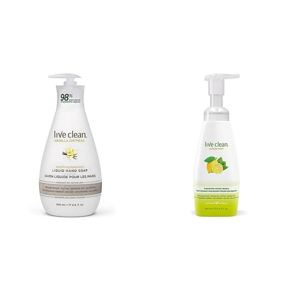 Live Clean Liquid Hand Soap, Soothing Vanilla Oatmeal + Foaming Hand Wash, Lemon Mint, 8 Count