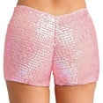 thumbnail image 4 of TiaoBug Women Sequin Mini Glitter Shorts 80S Fancy Dress Gothic Party Skirt Hot Pants Club Streetwear Pink L, 4 of 6