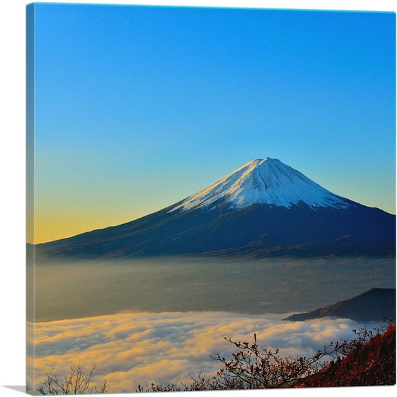 ARTCANVAS Mount Fiji Home Decor Square Canvas Art Print - Size: 12" x 12" (0.75" Deep)
