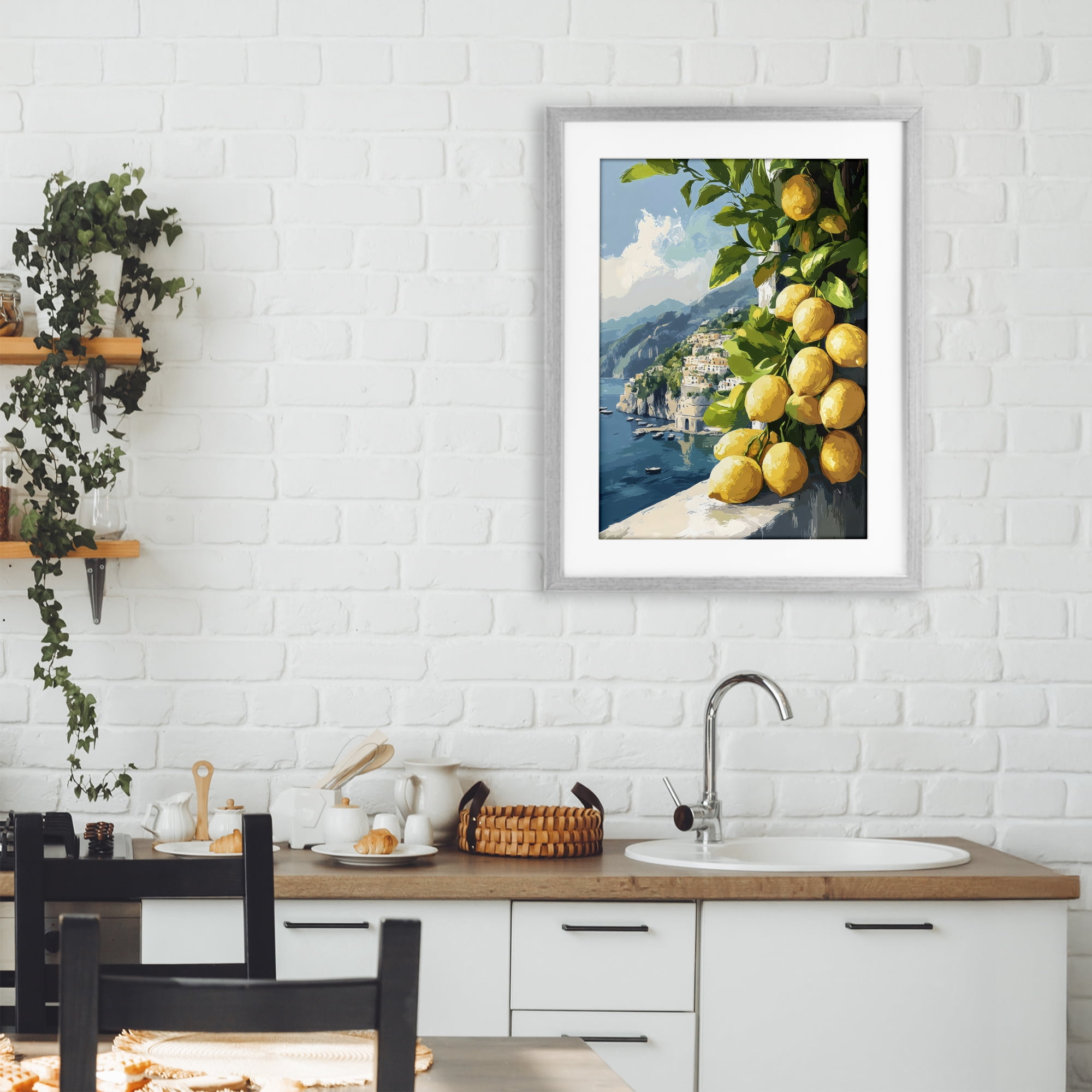 Stupell Industries Lemon Terrace Amalfi View Gray Framed Print Under Glass, design by Creative Studio