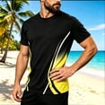 thumbnail image 6 of LODIENY Men Baggy Quick Dry Athletic Shirts Short Sleeve Crew Neck Color Block Tees Lightweight Breathable Regular Fit Tops Yellow M, 6 of 9