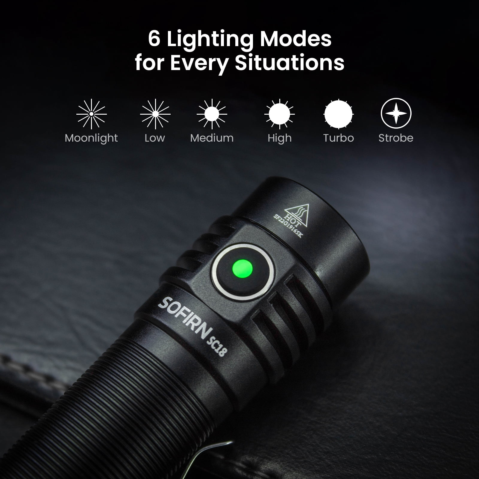 Compact EDC Flashlight, Sofirn SC18 Powerful LED Light with Super Bright SST-40 LED, USBC Rechargeable, Small Pocket-Size Flashlight, Maximum Output of 1800 lumens