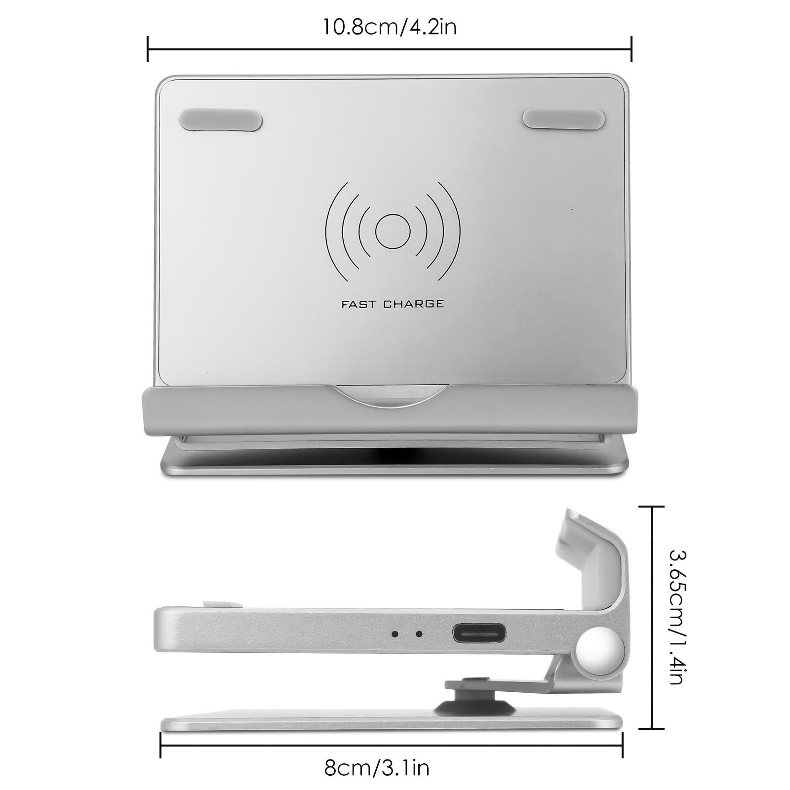 15W Wireless Fast Charger Phone Stand, 360° Rotatable Zinc Alloy Holder for iPhone 16, Samsung Galaxy S24/S23/S22, Google Pixel 9 Pro/8a/7 Pro