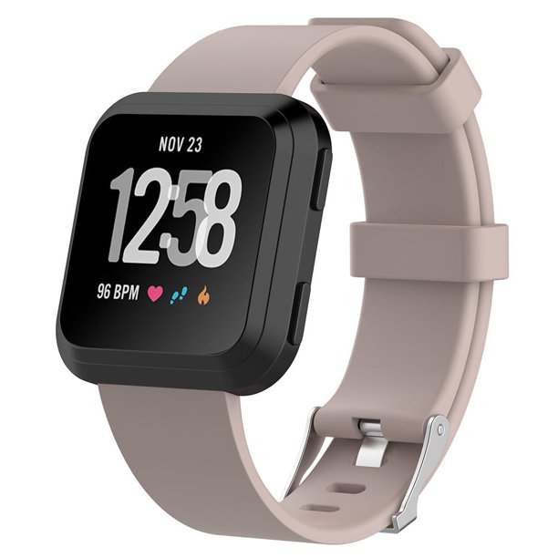 Correa de reloj de pulsera de silicona suave para Fitbit Versa (Caqui S)